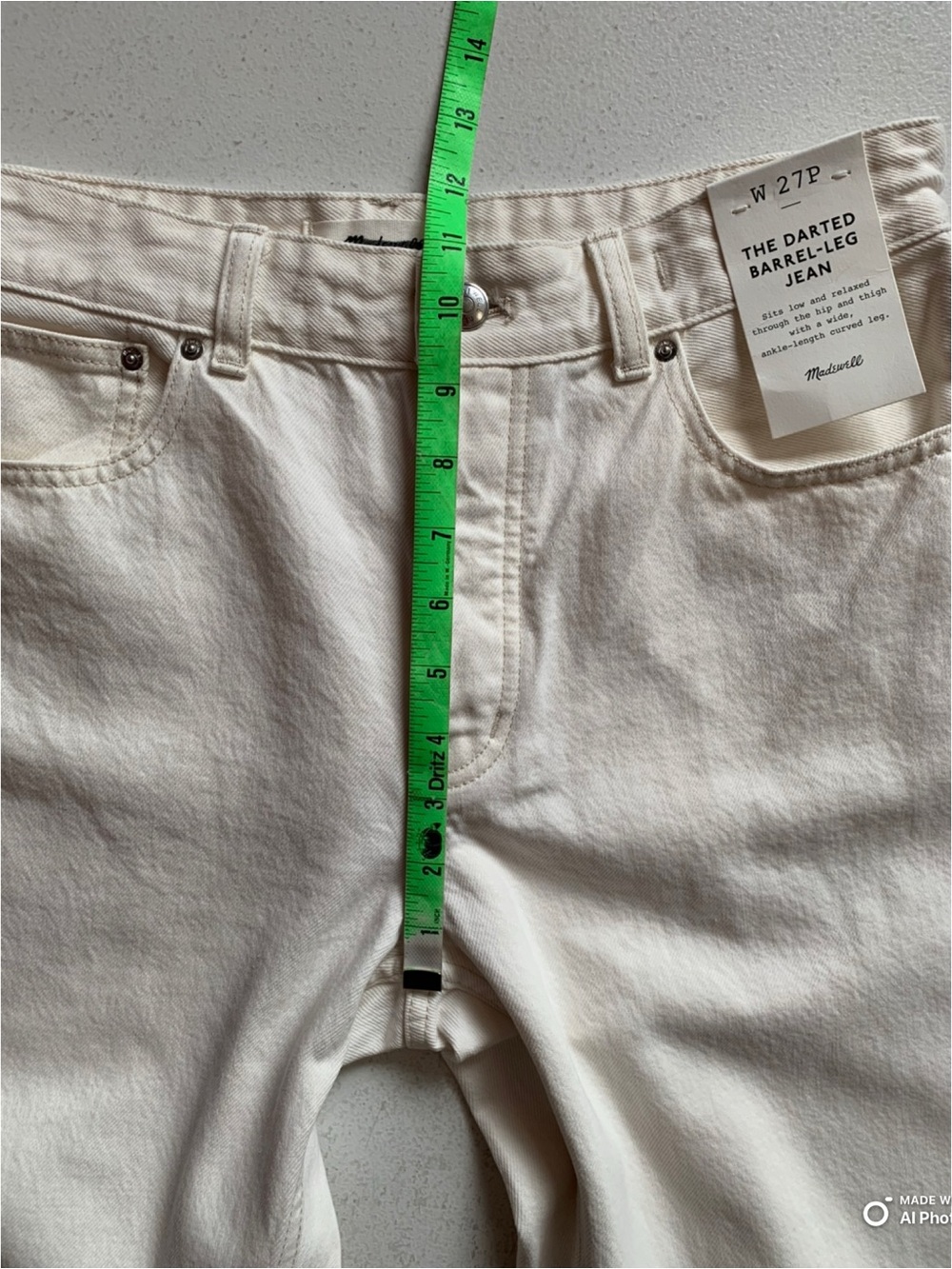 Madewell PETITE The Darted Barrel Jean in Vintage Canvas 27P NWT Cream Summer - Picture 16 of 17